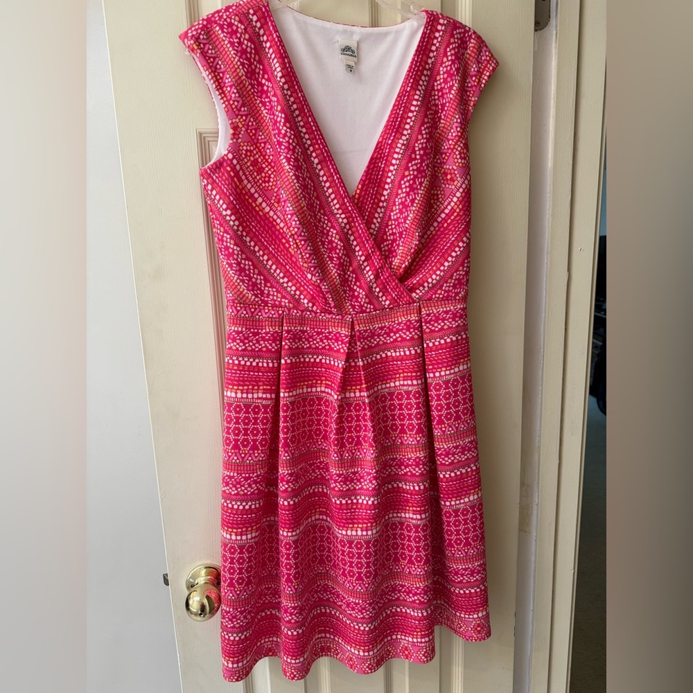 Sangria Pink Patterned Sleeveless Dress Size 8